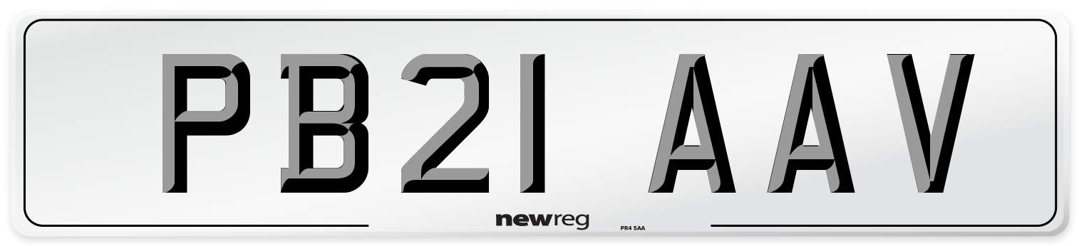 PB21 AAV Number Plate from New Reg